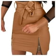 thumbnail image 1 of Women's High Waist PU Leather Mini Skirt - A-Line Zipper Design - Solid Color Streetwear - Sexy Club Party Skirt, 1 of 7