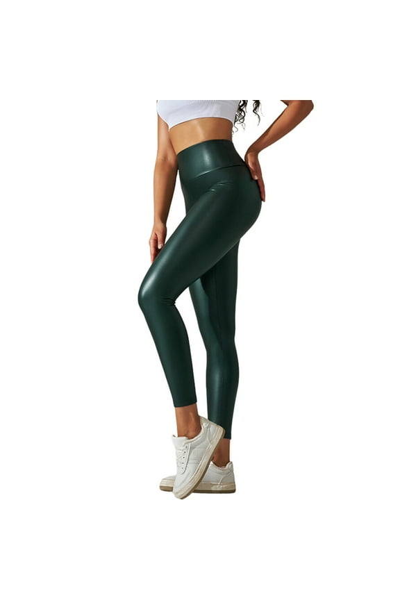 Women's High Waist PU Leather Pants - Slim Fit Imitation Leather Leggings, Casual Clubwear, Elastic Waist, S-XXXL Sizes