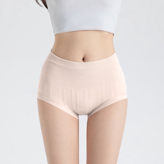 Women's High Waist Panties JIANLAI High Waisted Underwear for Women Cooling Ice Silk No Show Panties Beige