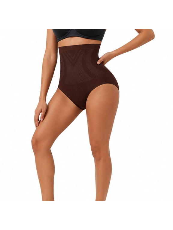 Women's High Waist Panties qinhaie Women's High Waist Tummy Control Body Sculpting Shorts, Yoga Pants Underwear, Breathable Firm Shapewear Brown Women's Panties