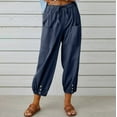 thumbnail image 1 of Women's High Waist Pants Drawstring Capri Yoga Pants with Pockets Wide Leg Pants for Women, 1 of 6