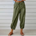 thumbnail image 1 of Women's High Waist Pants Drawstring Capri Yoga Pants with Pockets Wide Leg Pants for Women, 1 of 3