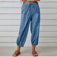 thumbnail image 1 of Women's High Waist Pants Drawstring Capri Yoga Pants with Pockets Wide Leg Pants for Women, 1 of 3