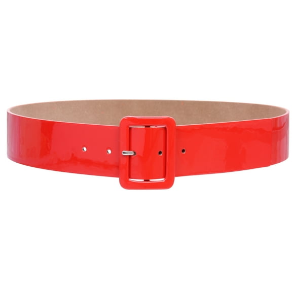 Women's High Waist Patent Leather Wide Fashion Square Belt