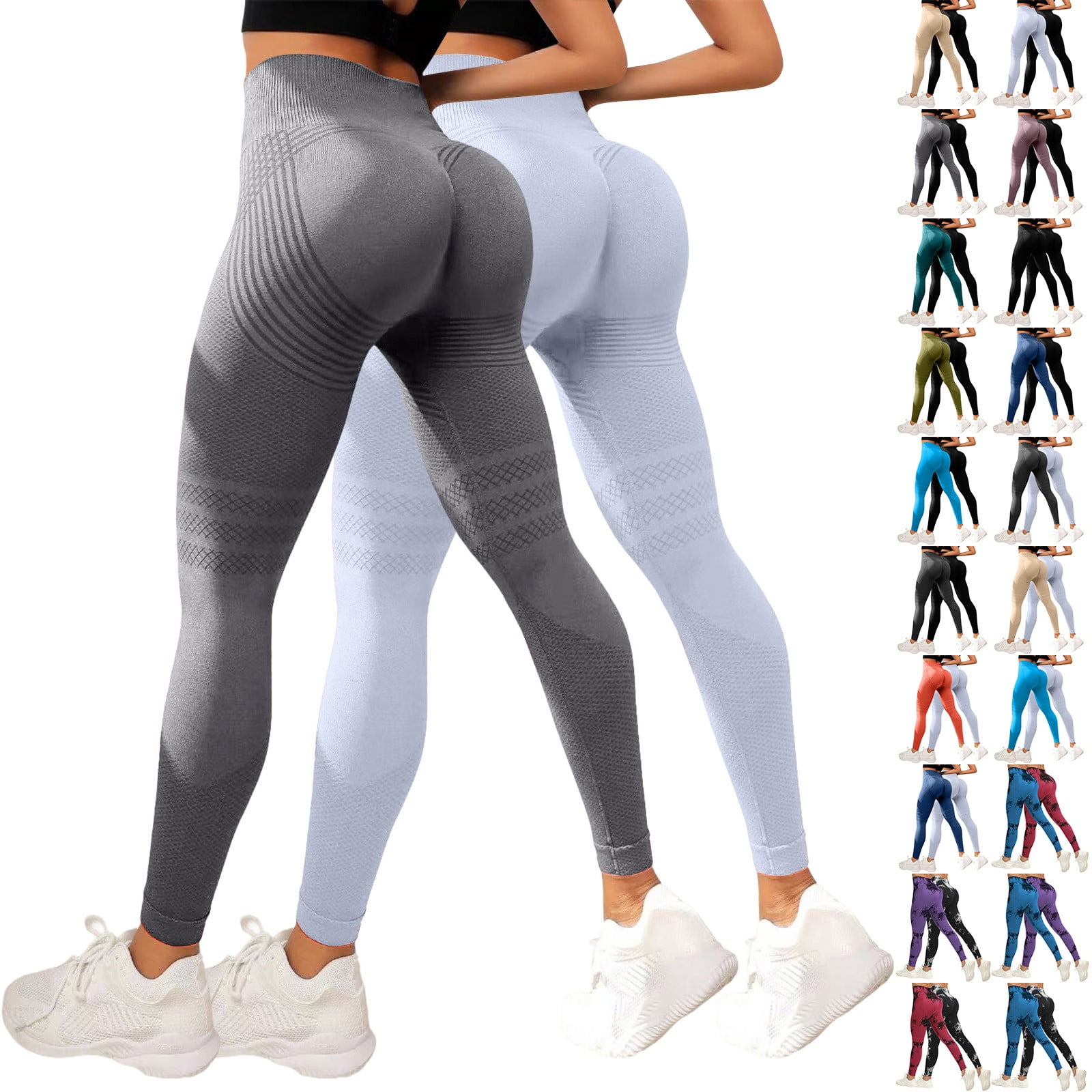 Women's High Waist Peach Hip Yoga Pants Tight Fit Texture Lifting 2 ...
