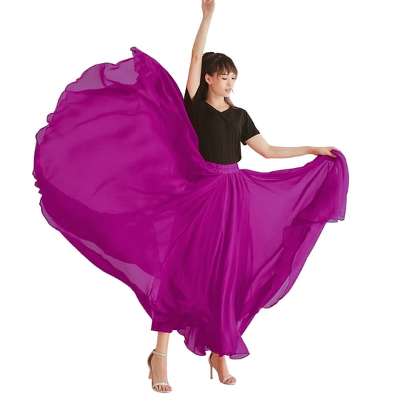 Women's High Waist Pleated Chiffon Midi Skirt - Elegant A-Line Party Dress - One Size Fits 23.6-41.3'' Waist - Soft Breathable Fabric