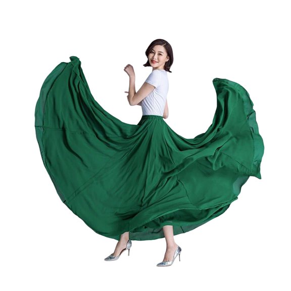 Women's High Waist Pleated Chiffon Midi Skirt - Elegant A-Line Party Dress - One Size Fits 23.6-41.3'' Waist - Soft Breathable Fabric