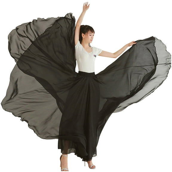 Women's High Waist Pleated Chiffon Midi Skirt - Elegant A-Line Party Dress - One Size Fits 23.6-41.3'' Waist - Soft Breathable Fabric