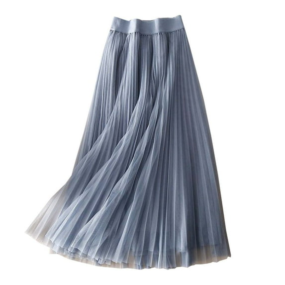 Women's High Waist Pleated Chiffon Skirt - Casual Midi, Lightweight for Summer, Flowing Design, Available in Multiple Sizes