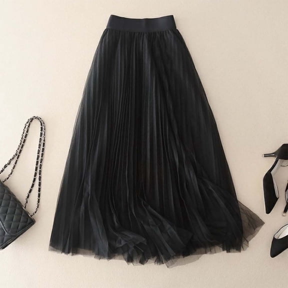 Women's High Waist Pleated Chiffon Skirt Casual Midi Skirt Lightweight Flowing Half Skirt For Summer Fashion Work Skirt under Skirt Fluff Belly Dance Skirt Tassel Scarf Sequin Wrap Sheer Skirt Ruched