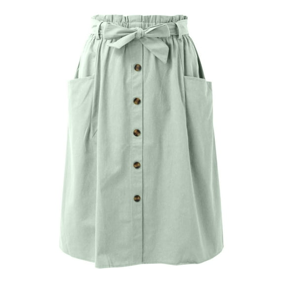 Women's High Waist Pleated Midi Skirt - A-Line with Pockets, Brocade Material for Work & Casual Occasions