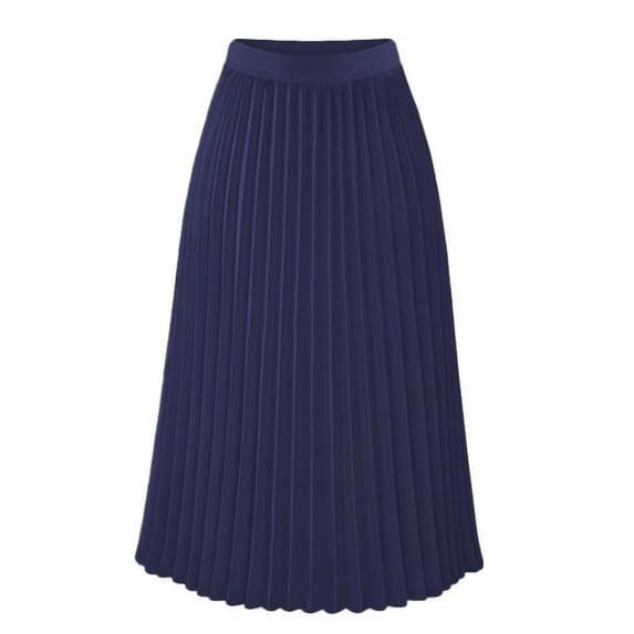 Women's High Waist Pleated Skirt A line Swing Midi Skirt
