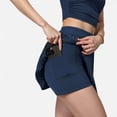 thumbnail image 1 of Women's High Waist Pleated Skirt with Built-In Shorts and Stretch Waistband - Large, Navy, 1 of 6