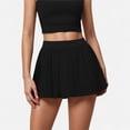 thumbnail image 1 of Women's High Waist Pleated Skirt with Built-In Shorts and Stretch Waistband - Small, Black, 1 of 7