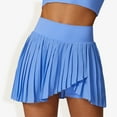 thumbnail image 1 of Women's High Waist Pleated Skort with Built-In Shorts and Asymmetrical Wrap Design- Small, Blue, 1 of 6