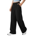 thumbnail image 1 of Women's High Waist Pleated Wide Leg Dress Pants Solid Color Flowy Loose Straight Suit Trousers with Pockets Business office Casual Pants Black, 1 of 5