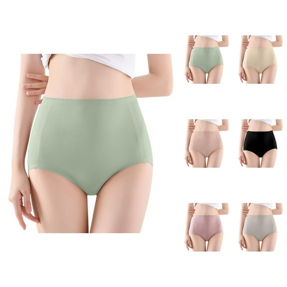 Women's High Waist Plus 7A Crotch Lift Seamless Panties Womens Cotton Underwear