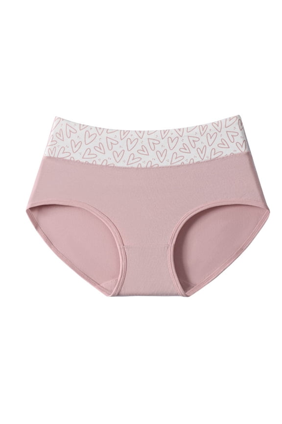 Women's High Waist Plus Size Briefs, 100% Cotton Antibacterial Underwear, Cute Teenage Student Style, Soft Breathable Comfort Stretch Fit Panties For Daily Wear Pink2 190