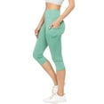 thumbnail image 1 of Women's High Waist Pocket Activewear Leggings, Dusty Jade, Capri, S, 1 of 5