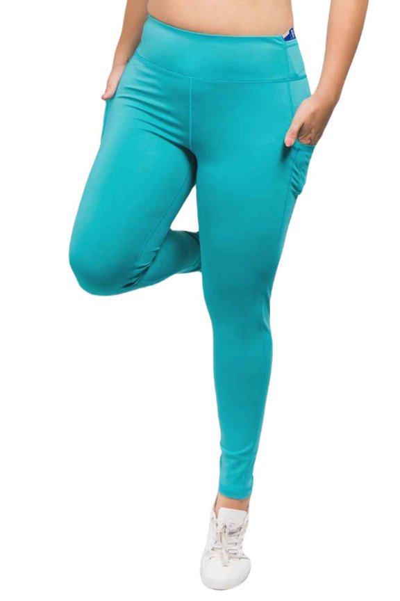 Women's High Waist Pocket Activewear Leggings, Peacock, Full Length, 2XL