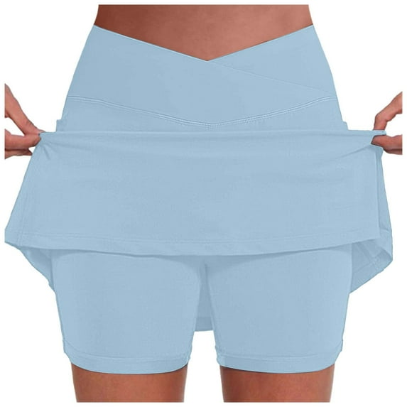 Women's High Waist Pocket Athletic Skirted Leggings Two Piece Set V Neck Sports Fashion Workout Bottoms Too Too Skirt for Girls Swimsuit Skirt Cover up Womens Pencil Skirt Girls Skater Skirt Swim