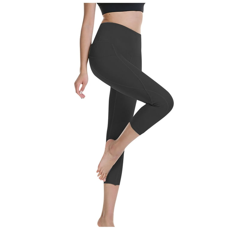 Women's High Waist Pockets Yoga Pants Slimming Booty Leggings Workout  Running Skinny Butt Lift Capri Tights