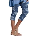 thumbnail image 1 of Women's High Waist Print Capri Leggings, 3/4 Length Stretchy Pants with Pockets for Summer Casual Yoga Daily Wear, 1 of 6