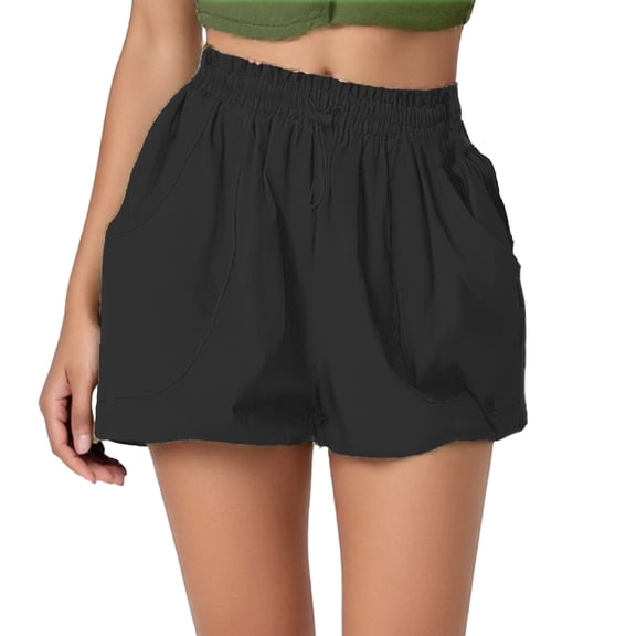 Women's High Waist Puff A-Line Skorts - Ruffle Pleated Shorts, Polyester-Elastane, Elastic Waist, S-XXL