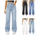 thumbnail image 1 of Women's High Waist Relaxed Fit Wide Leg Jeans Comfortable Stretch Denim Pants for Everyday Casual Wear, 1 of 6