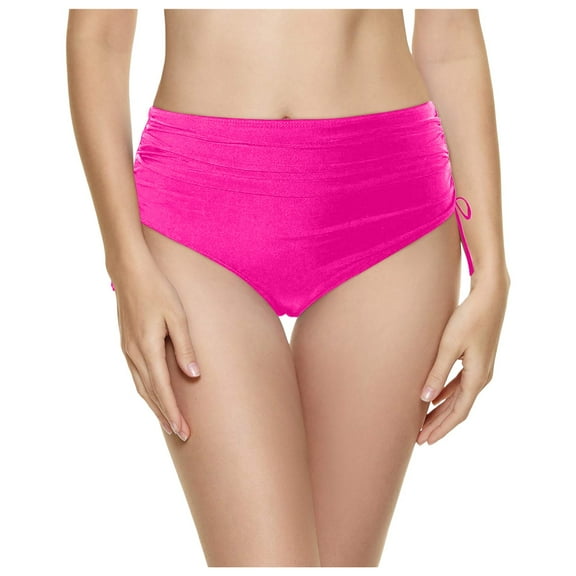 Women's High Waist Retro Swim Bottom - Full Coverage Bikini Briefs with Nylon Spandex, Basic Solid Design
