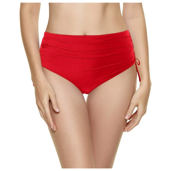 Women's High Waist Retro Swim Bottoms - Full Coverage Bikini Briefs, for Beach/Swimming, Nylon Spandex