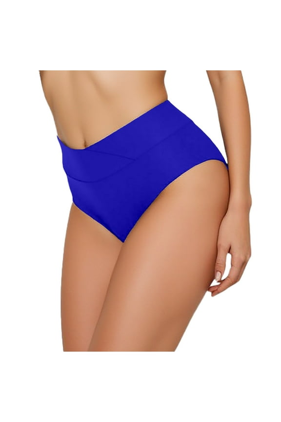 Women's High Waist Retro Swim Bottoms Full Coverage Bikini Tankini Briefs with Stretch Control