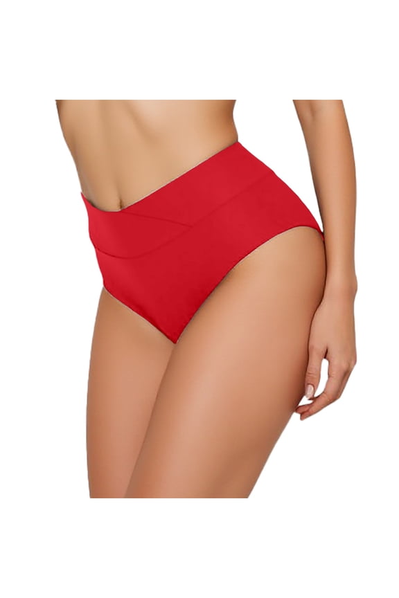 Women's High Waist Retro Swim Bottoms Full Coverage Bikini Tankini Briefs with Stretch Control