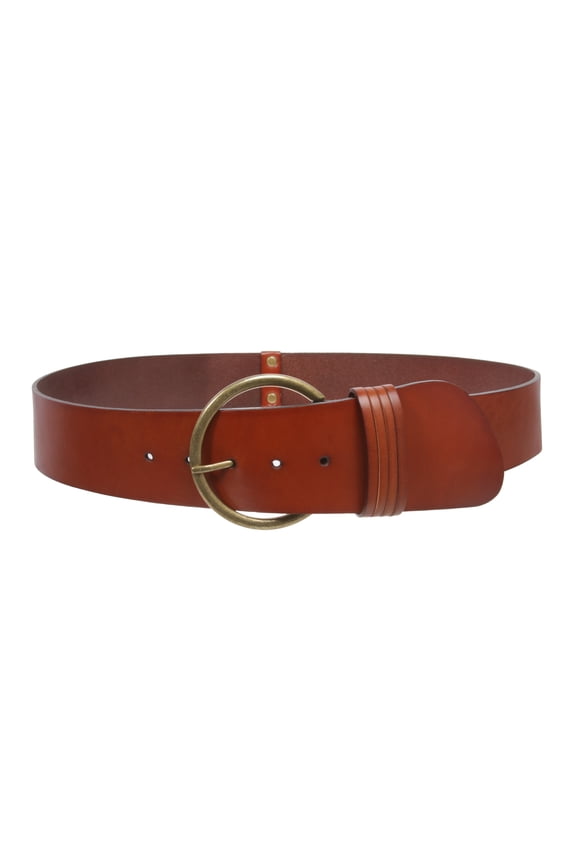 Women's High Waist Round Full Grain Taper Leather Belt