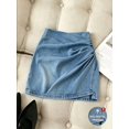 thumbnail image 1 of Women's High Waist Ruched Mini Skirt, Asymmetrical Hem Fitted Bodycon Skirt for Work, Office, Date Night & Everyday Wear, 1 of 7