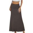 thumbnail image 1 of Women's High Waist Ruched Stretchy A Line Flared Midi Skirt - Casual Solid Color Maxi Skirt, 1 of 3