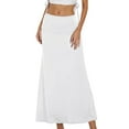 thumbnail image 1 of Women's High Waist Ruched Stretchy A Line Flared Midi Skirt - Casual Solid Color Maxi Skirt, 1 of 3
