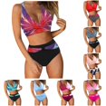 thumbnail image 1 of Women's High Waist Ruched Swimsuit, Push Up Two Piece, Beach Casual, Bikini Set, 1 of 7