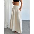 thumbnail image 1 of Women's High Waist Ruched Waist A Line Maxi Skirt with Pockets, Flared Long Skirt, Versatile Casual Skirt for Daily and Vacation Outfits, 1 of 6