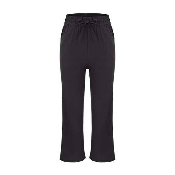 Women's High Waist Satin Wide Leg Pants Straight Leg Loose Fit Casual Versatile Trousers with Luxury Acetic Fabric for Multiple Occasions Black XXL