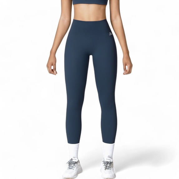 Women's High Waist Seamless Active Leggings with Elastic Waistband and Comfortable Stretch Fabric - Small, Navy