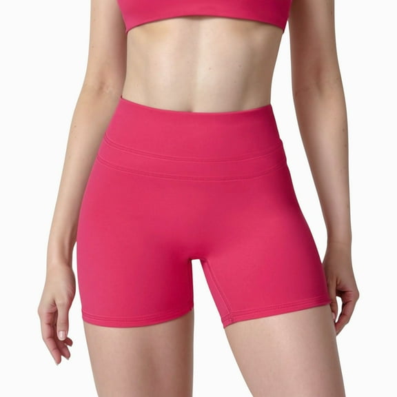 Women's High Waist Seamless Biker Shorts with Wide Waistband and Stretch Fit for Active Comfort - Medium, Fuchsia