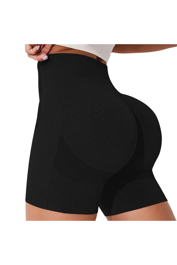 Women's High Waist Seamless Cycling Shorts - 4.5" Inseam, Nylon-Spandex, Scrunch Design, 4-Way Stretch for Yoga/Workout