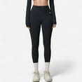 thumbnail image 1 of Women's High Waist Seamless Full-Length Leggings with Compression Fit Stretch Fabric and Minimal Logo Detail - Black, Medium, 1 of 7