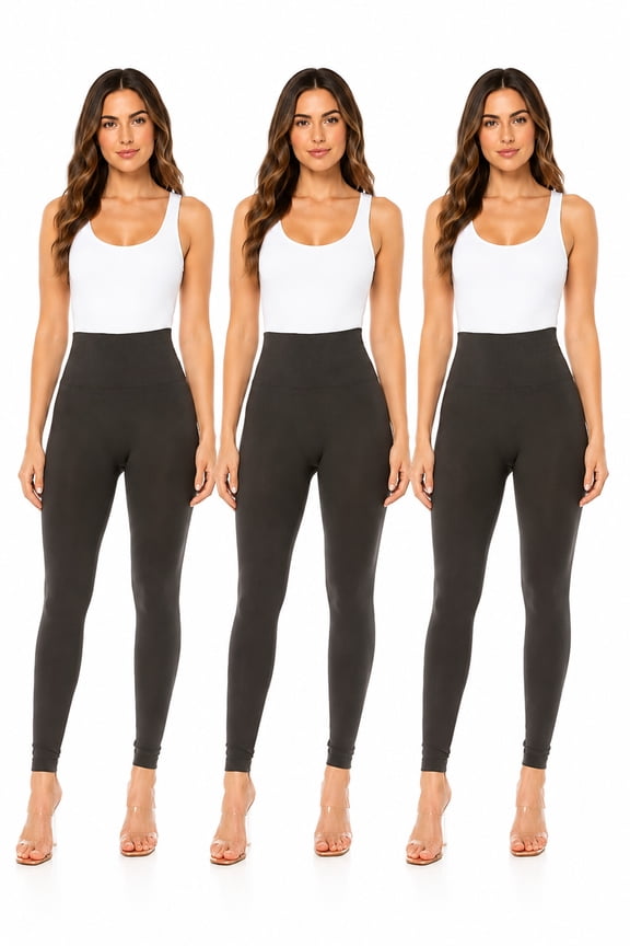Women's High Waist Seamless Leggings, Soft Stretch Full Length Pants, Free Size 3-Pack