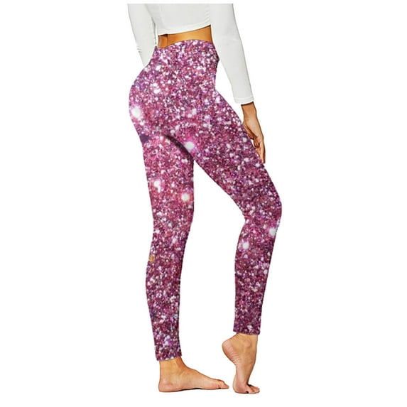 Women's High Waist Seamless Leggings Polka Dots Striped Plaid Graphic Print Gym Yoga Pants Slim Full Length Trousers(Pink,XXL)