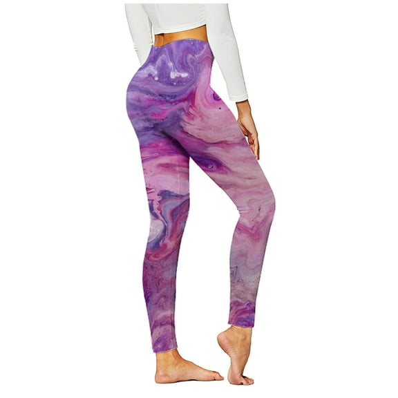 Women's High Waist Seamless Leggings Polka Dots Striped Plaid Graphic Print Gym Yoga Pants Slim Full Length Trousers(Purple,XXL)