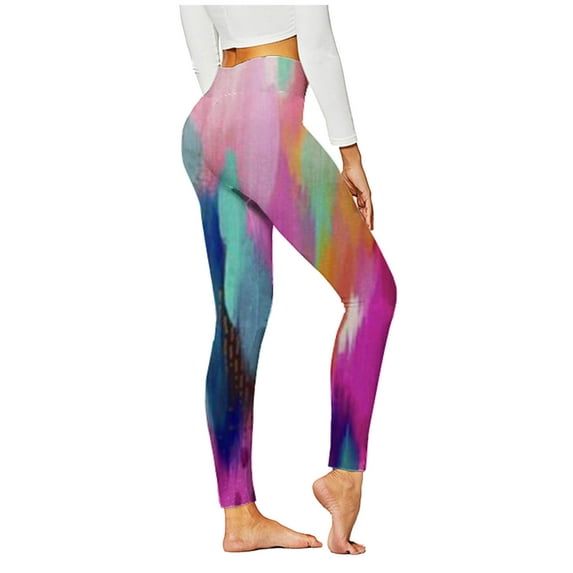 Women's High Waist Seamless Leggings Polka Dots Striped Plaid Graphic Print Gym Yoga Pants Slim Full Length Trousers(Red,L)