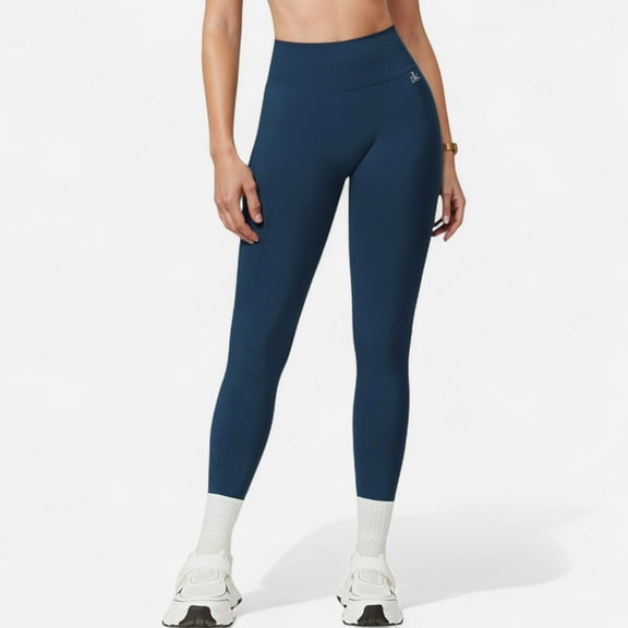 Women's High Waist Seamless Leggings with Stretch Fabric and Second-Skin Fit - Large, Navy