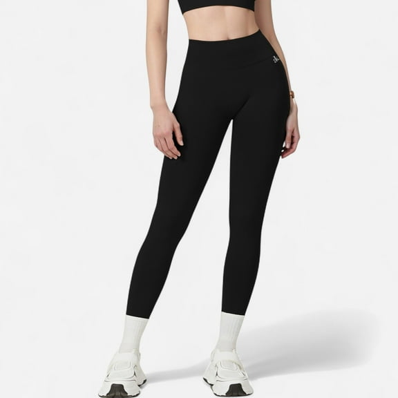 Women's High Waist Seamless Leggings with Stretch Fabric and Second-Skin Fit - Medium, Black